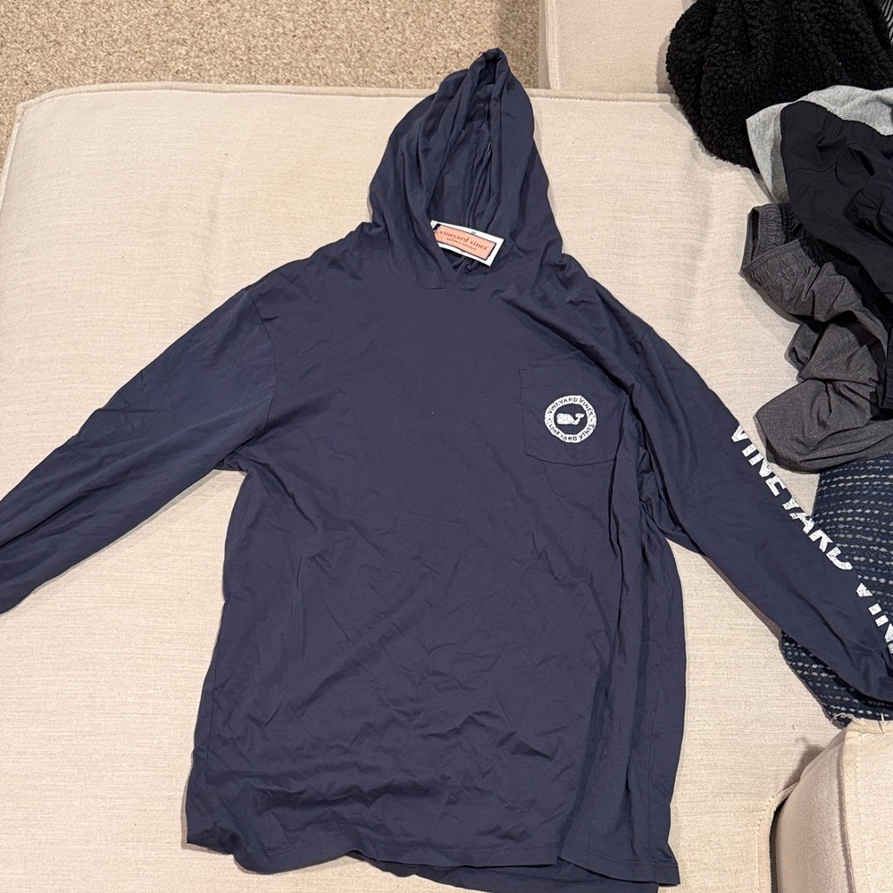 Vineyard Vines Dark Blue Hoodie with White Logo